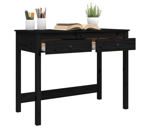 Escritorio con cajones madera maciza de pino negro 100x50x78 cm