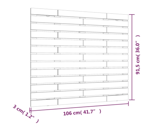 vidaXL Cabecero de cama de pared madera maciza de pino 106x3x91,5 cm