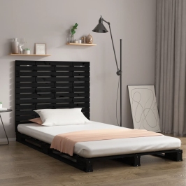 Cabecero de cama de pared madera maciza pino negro 106x3x91,5cm