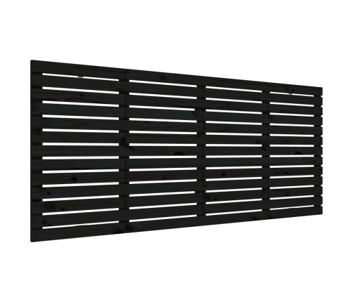 Cabecero cama de pared madera maciza pino negro 206x3x91,5 cm