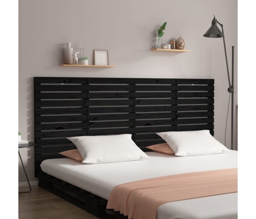 Cabecero cama de pared madera maciza pino negro 206x3x91,5 cm