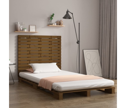 Cabecero cama pared madera maciza pino marrón miel 96x3x91,5 cm