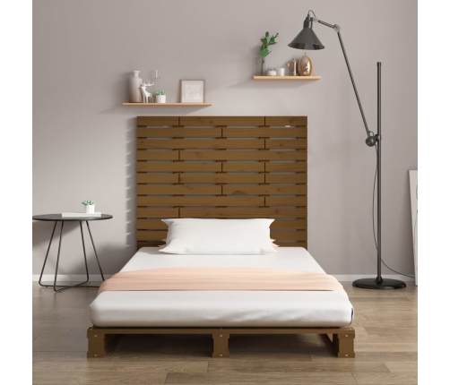 Cabecero cama pared madera maciza pino marrón miel 126x3x91,5cm