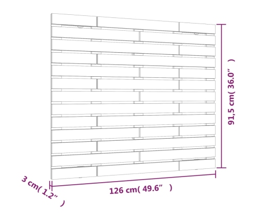 Cabecero cama pared madera maciza pino marrón miel 126x3x91,5cm