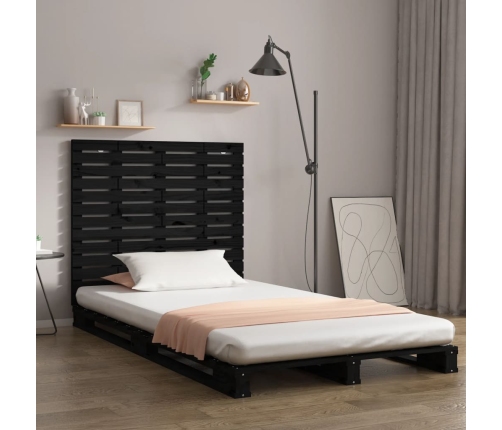 vidaXL Cabecero cama de pared madera maciza pino negro 126x3x91,5 cm