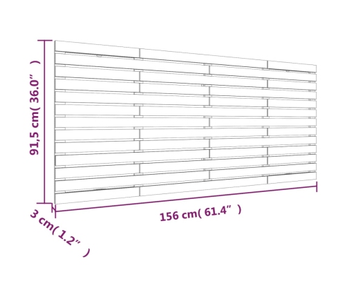 Cabecero cama de pared madera maciza pino blanco 156x3x91,5 cm