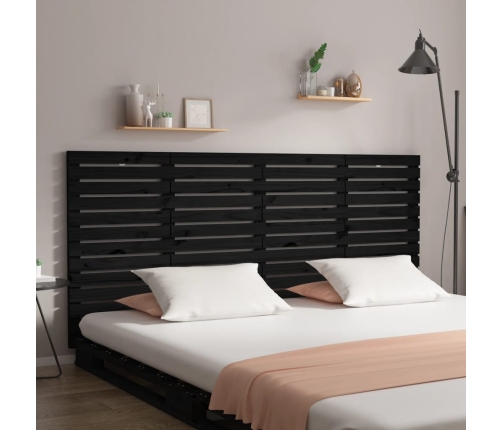 Cabecero de cama pared madera maciza pino negro 156x3x91,5 cm