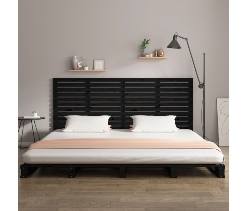 Cabecero de cama de pared madera maciza pino negro 186x3x91,5cm