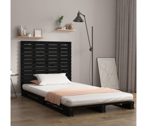 Cabecero cama de pared madera maciza pino negro 141x3x91,5 cm