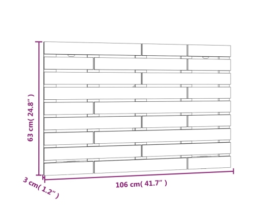 Cabecero de cama de pared madera maciza pino blanco 106x3x63 cm