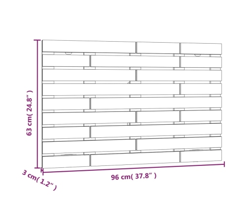 Cabecero de cama de pared madera maciza pino gris 96x3x63 cm