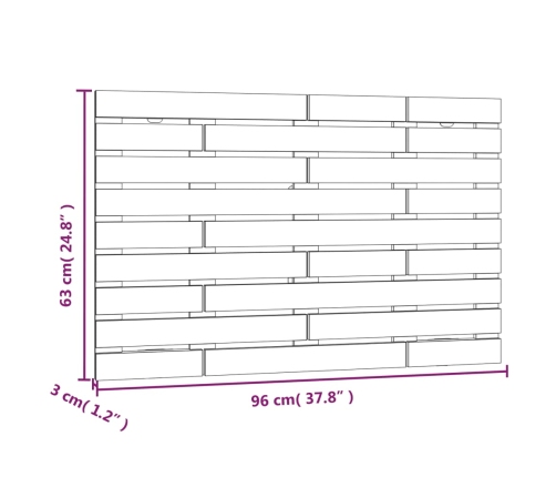 vidaXL Cabecero cama pared madera maciza pino marrón miel 96x3x63 cm