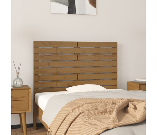 vidaXL Cabecero cama pared madera maciza pino marrón miel 96x3x63 cm