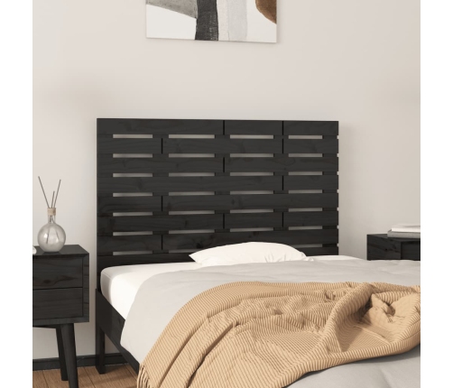 Cabecero de cama de pared madera maciza pino negro 96x3x63 cm