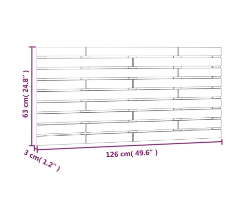 Cabecero de cama de pared madera maciza de pino 126x3x63 cm