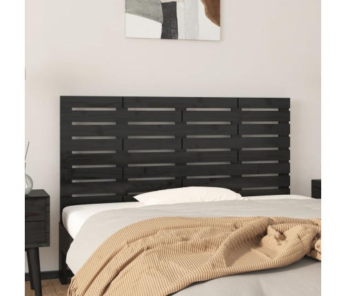 Cabecero de cama de pared madera maciza pino negro 146x3x63 cm