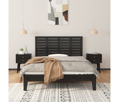 Cabecero de cama de pared madera maciza pino negro 156x3x63 cm