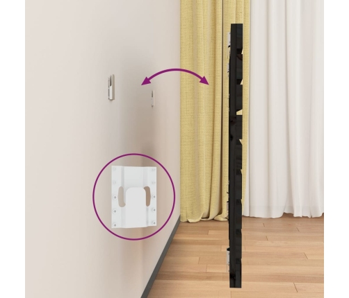 Cabecero de cama de pared madera maciza pino negro 156x3x63 cm