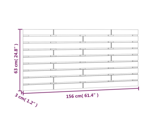 Cabecero de cama de pared madera maciza pino negro 156x3x63 cm