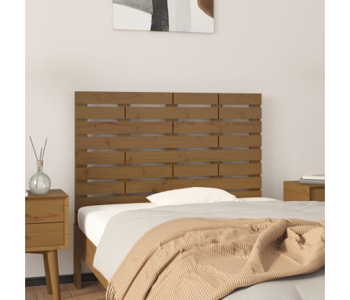 Cabecero cama pared madera maciza pino marrón miel 81x3x63 cm