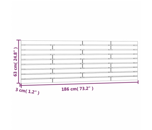 Cabecero de cama de pared madera maciza pino negro 186x3x63 cm