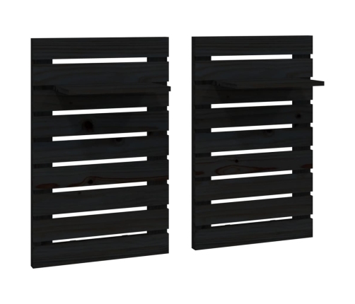 Estantes mesitas de pared 2 uds madera maciza de pino negro