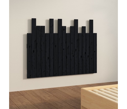 Cabecero de cama de pared madera maciza pino negro 108x3x80 cm