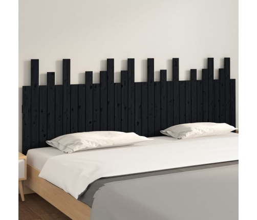 Cabecero de cama de pared madera maciza pino negro 204x3x80 cm