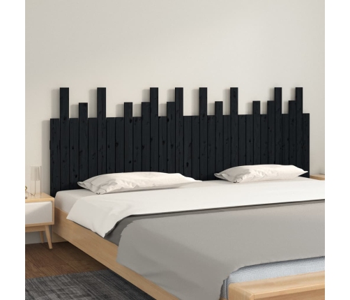 Cabecero de cama de pared madera maciza pino negro 204x3x80 cm