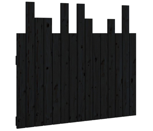 Cabecero de cama de pared madera maciza pino negro 95,5x3x80 cm