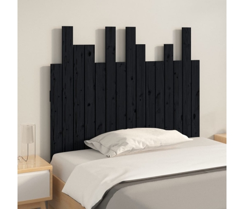 Cabecero de cama de pared madera maciza pino negro 95,5x3x80 cm