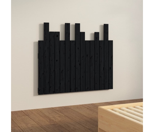 Cabecero de cama de pared madera maciza pino negro 95,5x3x80 cm