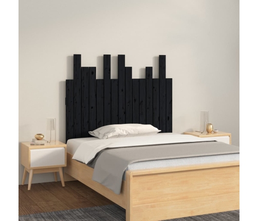 Cabecero de cama de pared madera maciza pino negro 95,5x3x80 cm