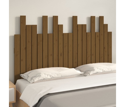 Cabecero cama pared madera maciza pino marrón miel 127,5x3x80cm