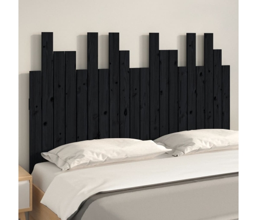 Cabecero de cama de pared madera maciza pino negro 127,5x3x80cm