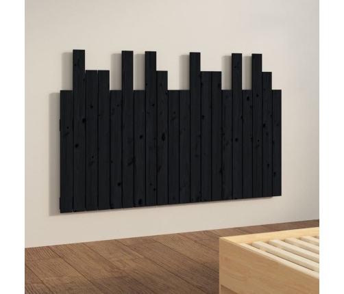 Cabecero de cama de pared madera maciza pino negro 127,5x3x80cm