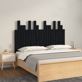 Cabecero de cama de pared madera maciza pino negro 127,5x3x80cm