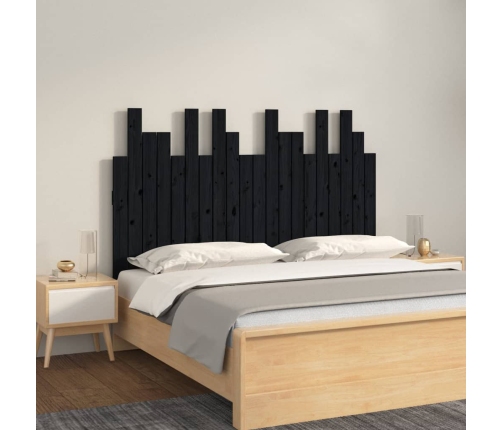 Cabecero de cama de pared madera maciza pino negro 127,5x3x80cm