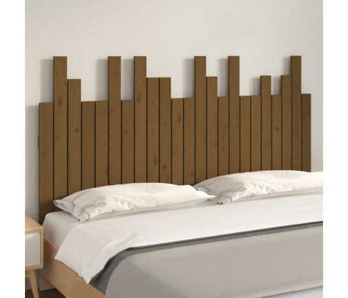 Cabecero cama pared madera maciza pino marrón miel 146,5x3x80cm