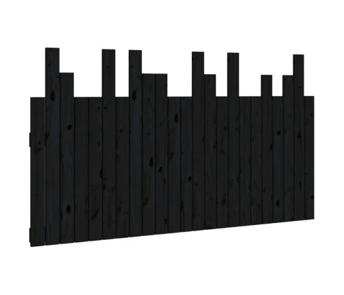 Cabecero de cama de pared madera maciza pino negro 146,5x3x80cm