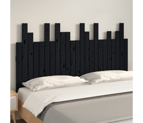 Cabecero de cama de pared madera maciza pino negro 146,5x3x80cm