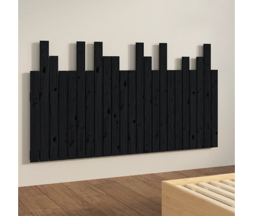 Cabecero de cama de pared madera maciza pino negro 146,5x3x80cm