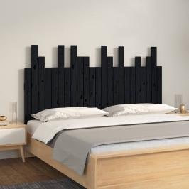 Cabecero de cama de pared madera maciza pino negro 146,5x3x80cm