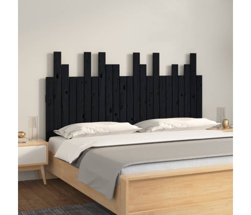 Cabecero de cama de pared madera maciza pino negro 146,5x3x80cm