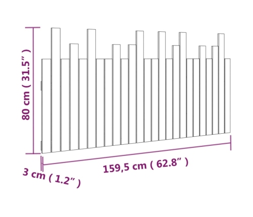 vidaXL Cabecero de cama de pared madera maciza de pino 159,5x3x80 cm