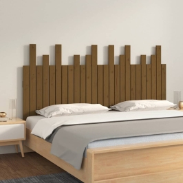 Cabecero cama pared madera maciza pino marrón miel 159,5x3x80cm