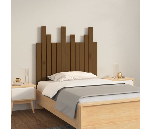 Cabecero cama pared madera maciza pino marrón miel 82,5x3x80 cm