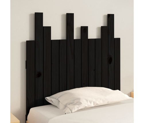 Cabecero de cama pared madera maciza pino negro 82,5x3x80 cm