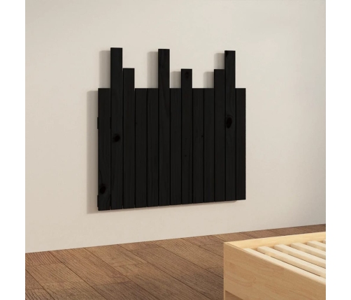 Cabecero de cama pared madera maciza pino negro 82,5x3x80 cm