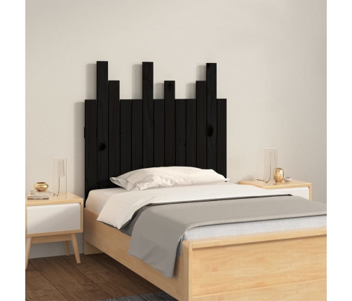 Cabecero de cama pared madera maciza pino negro 82,5x3x80 cm